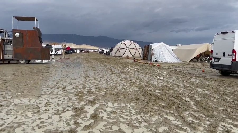 Scenes from Burning Man festival after monsoon rains
