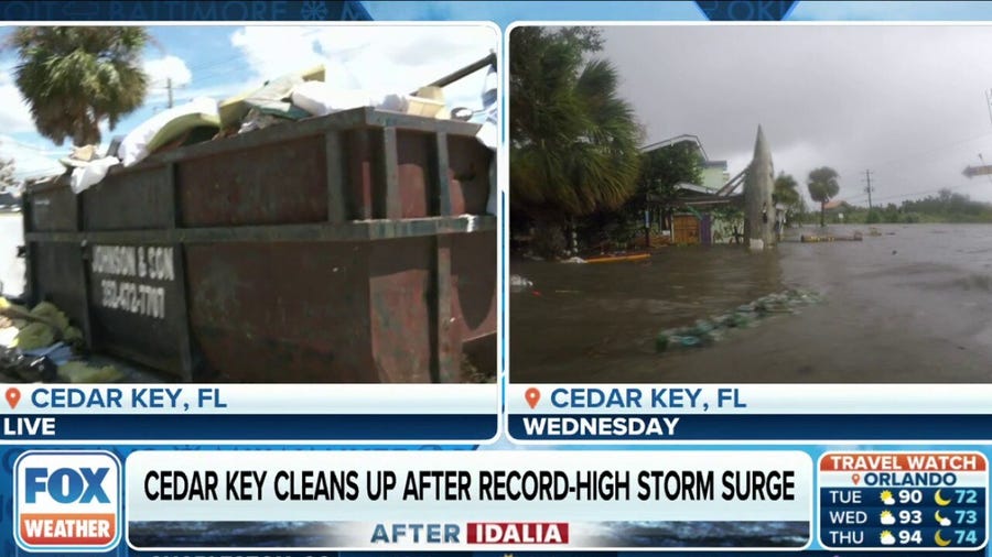 Clean up continues in Cedar Key, Florida after Hurricane Idalia landfall