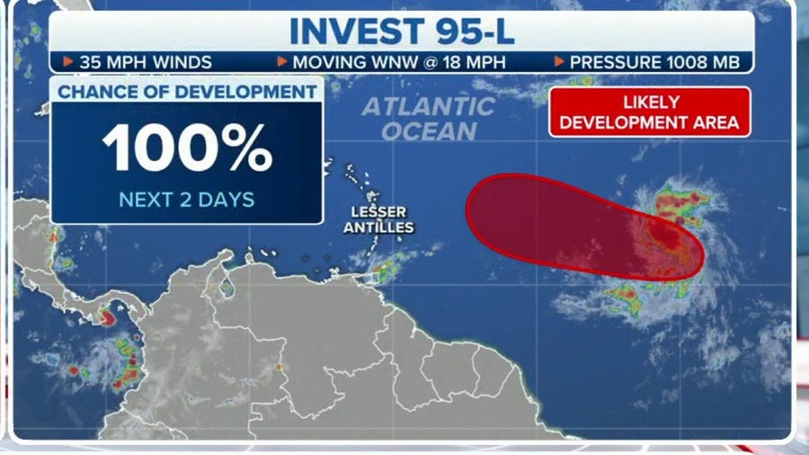 Invest 95L will develop into tropical depression or storm, NHC says