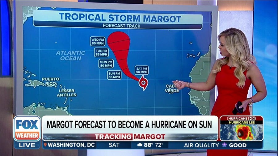 Tropical Storm Margot expected to become a hurricane on Sunday