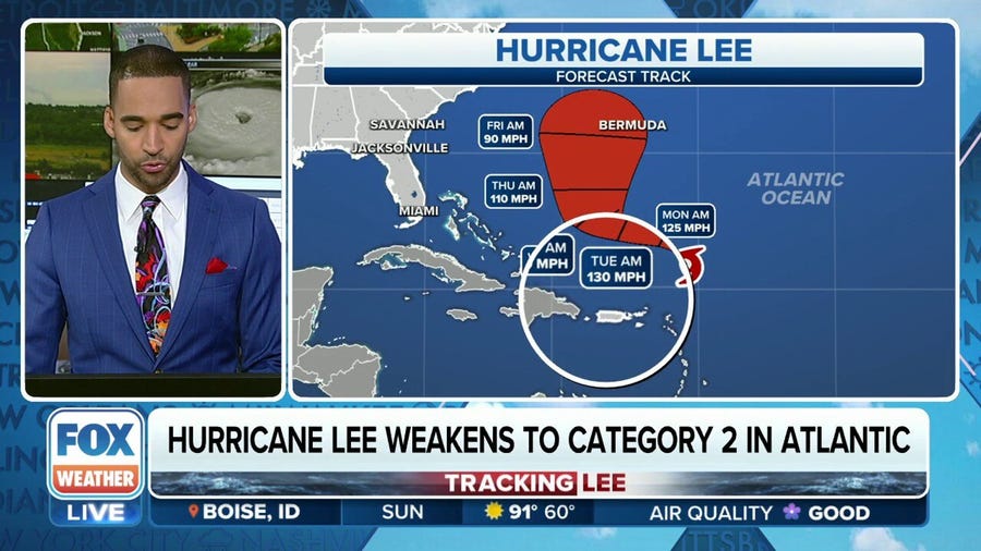 Hurricane Lee winds maintains Category 2 strength