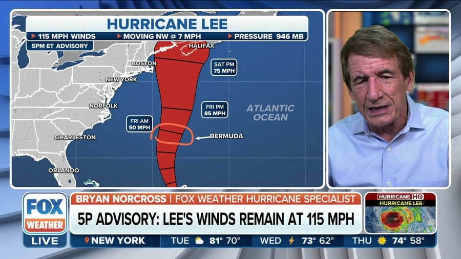 Lee remains a Category 3 hurricane but growing in size