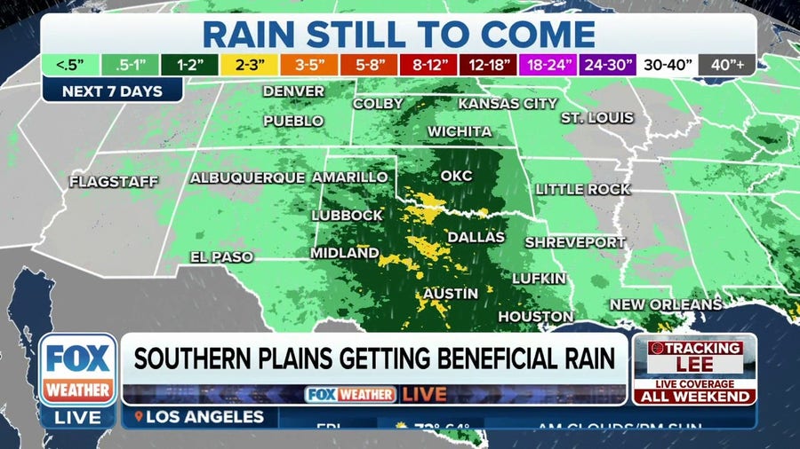 Rain is cooling down the southern Plains