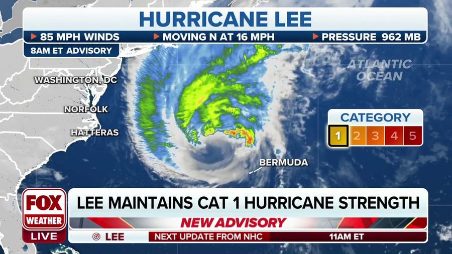Hurricane Lee currently maintaining its Category 1 strength