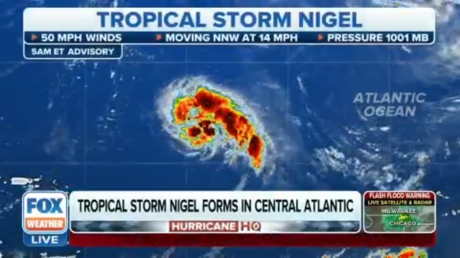 Tropical Storm Nigel expected to become powerful hurricane in the Atlantic this week