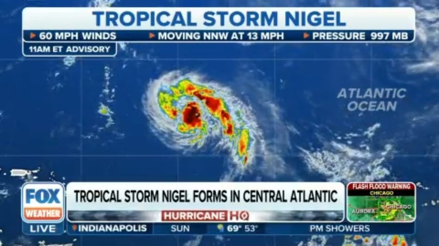 Tropical Storm Nigel continues to strengthen, will likely become hurricane Monday