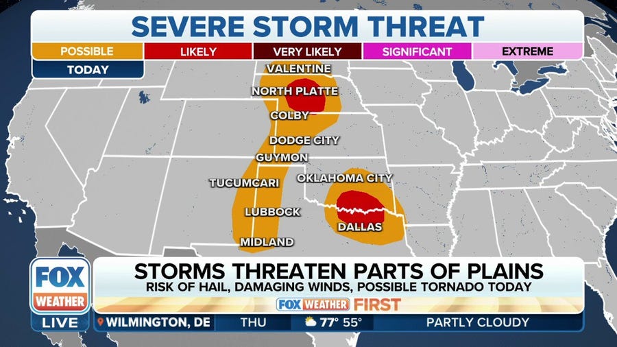 Storms could turn severe across Plains on Thursday