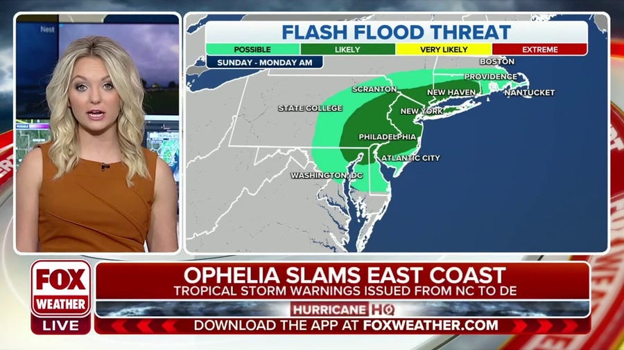 Ophelia downgraded to a tropical depression but threats remain for Northeast