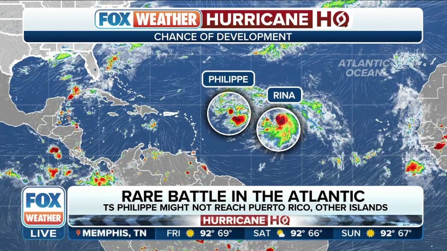 FOX Forecast Center tracking a pair of tropical storms in the central Atlantic