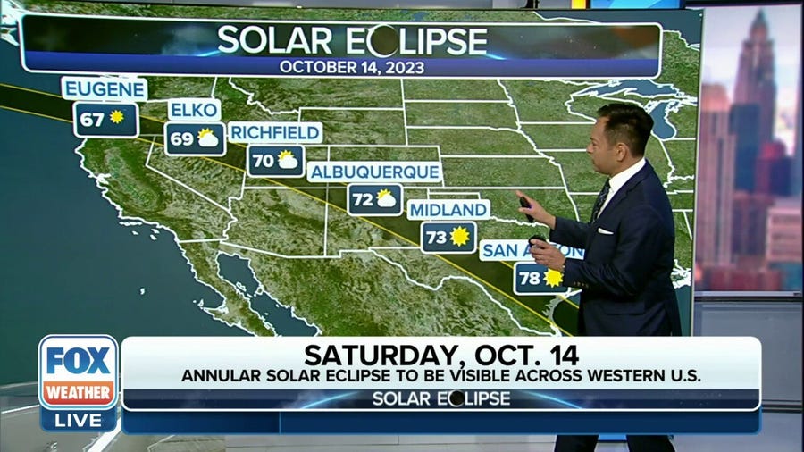 Annular solar eclipse to be visible across western US next Saturday