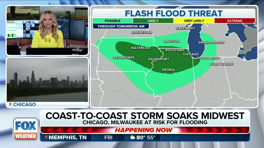 Soaking rains drench the Midwest as part of a coast-to-coast storm