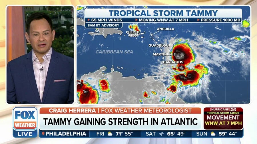 Tropical Storm Tammy strengthens as it approaches Leeward Islands
