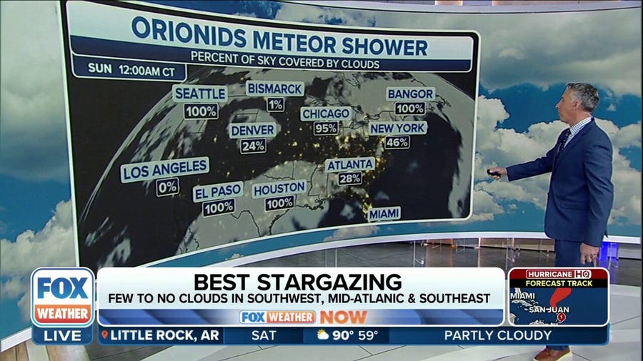 Where Americans will have clear skies to watch the Orionids