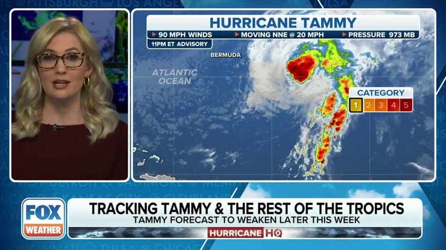 Hurricane Tammy transitioning into a powerful post-tropical cyclone