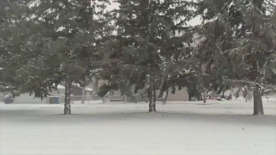 Watch: Snow blankets White Bear Lake in Minnesota