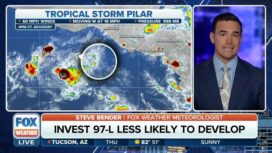 Tropical Storm Pilar moves away from Central America