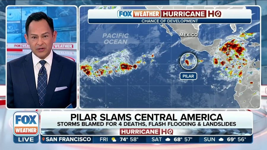 Tropical Storm Pilar moves west into the Pacific Ocean