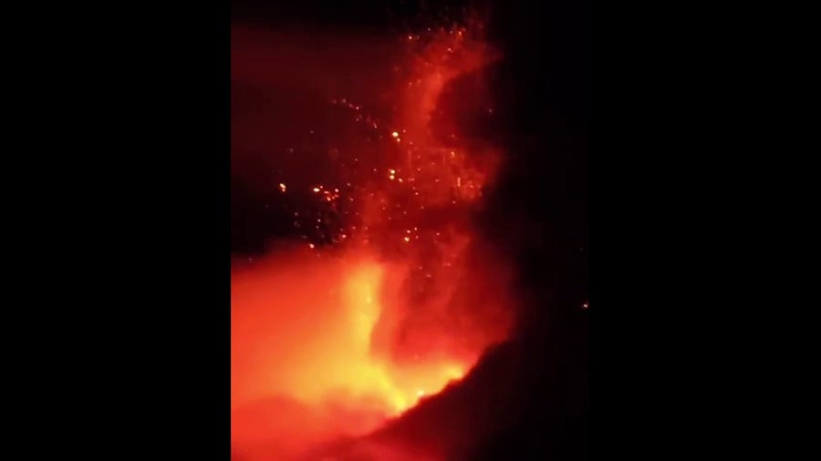 Mount Etna volcano eruption ignites sky above Italy