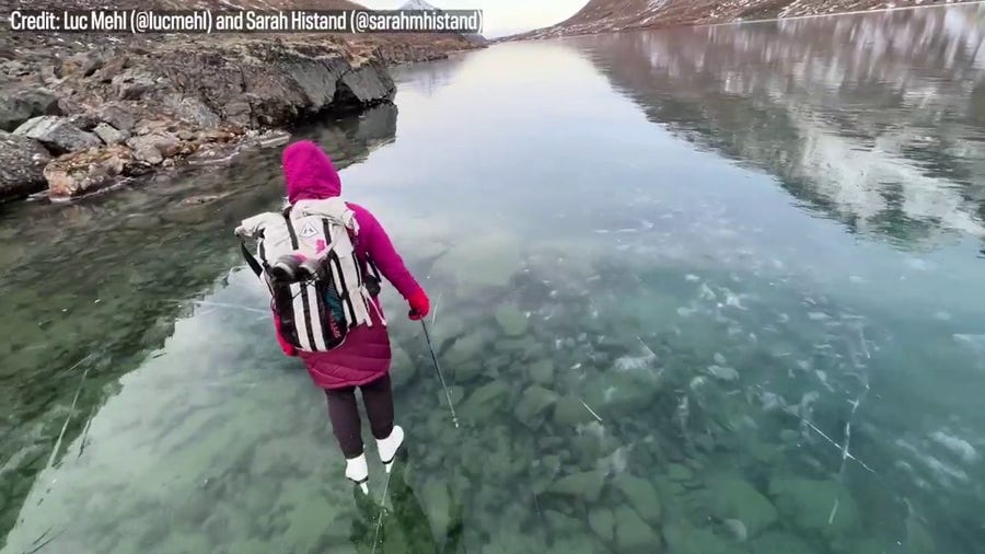 Watch: 'Wild ice' skaters glide across breathtaking 'ice window' in Alaska