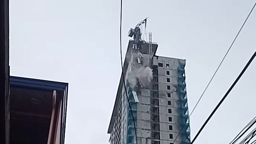 High-rise crane collapses after 6.7 earthquake shakes Philippines