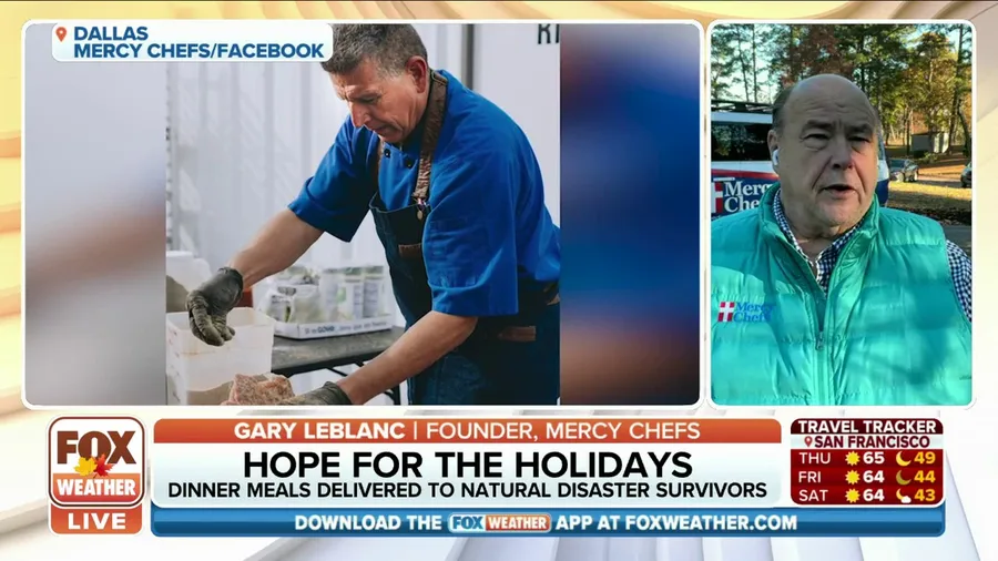 Mercy Chefs serving Thanksgiving meals to people impacted by weather disasters