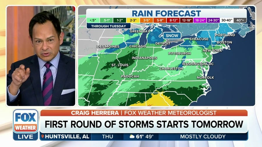 Storms pushing rain, snow into Northeast, Midwest by Friday