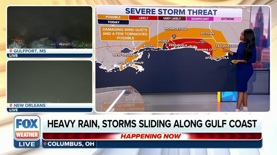 Heavy rain, storms sliding along Gulf Coast on Saturday