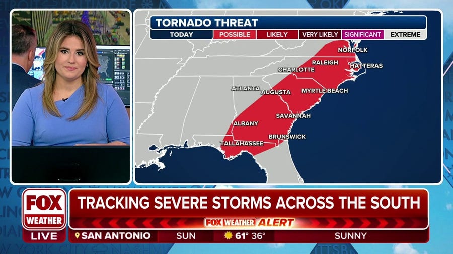 Tornado threat continues for Southeast on Sunday