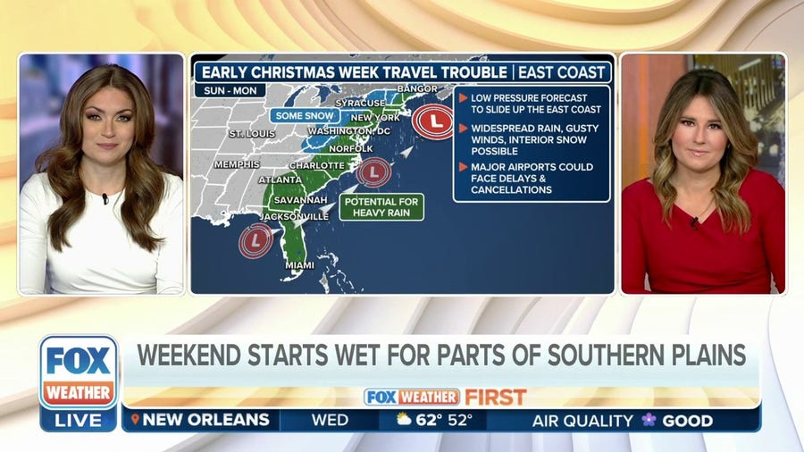 Coastal low could slow early Christmas travel along East Coast