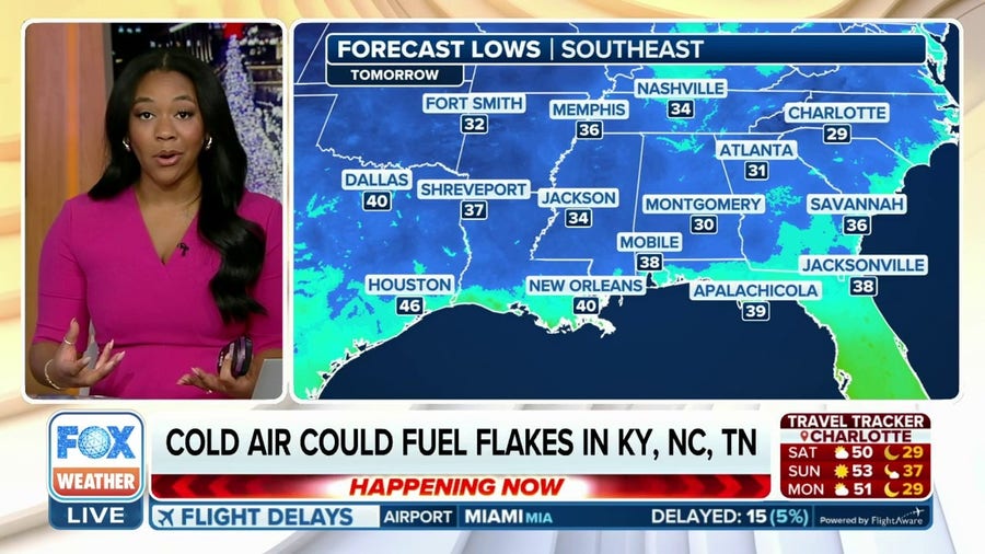 Cold air could fuel snowflakes in Kentucky, North Carolina and Tennessee