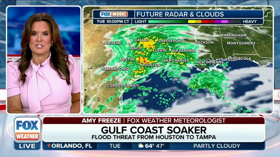 Flood threat from Houston to Tampa in Gulf Coast soaker