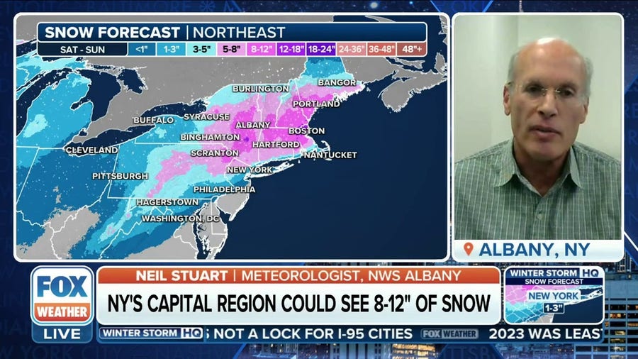 Parts of New York could see up to a foot of snow from weekend nor'easter