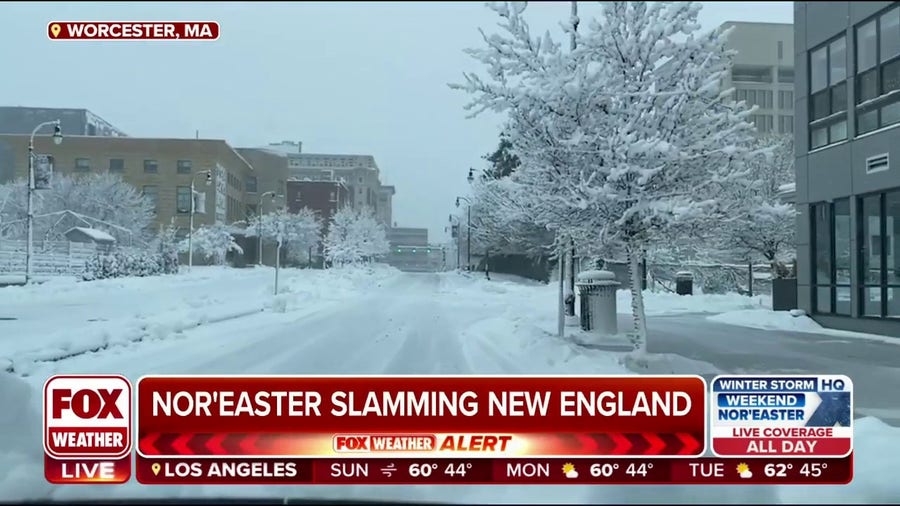 Nor'easter dumps heavy snow in Worcester, Massachusetts