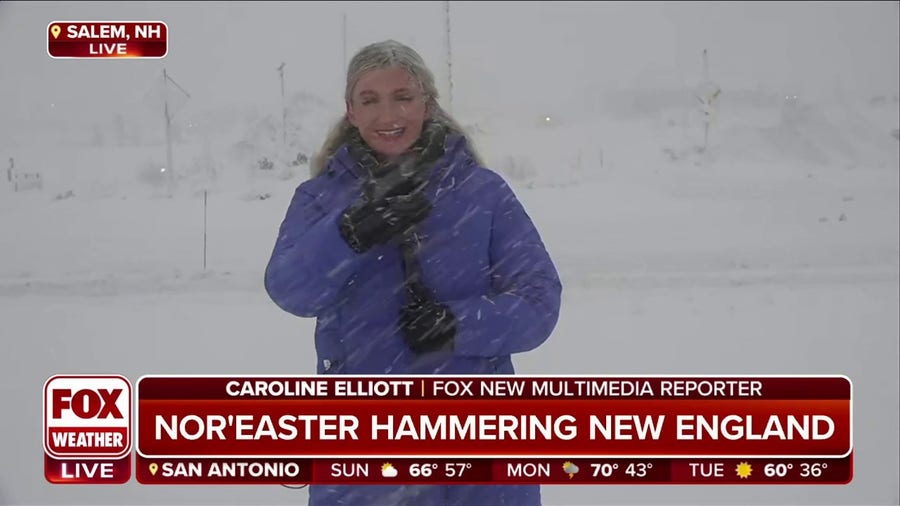 Heavy snow falls on New Hampshire as nor'easter continues to pound New England