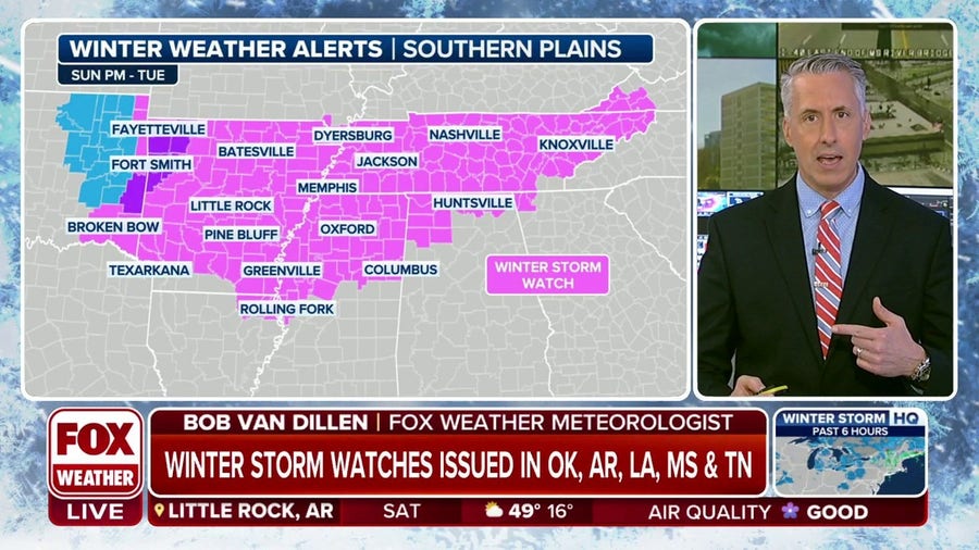 Winter Storm Watch expanded across the South ahead of frozen precipitation