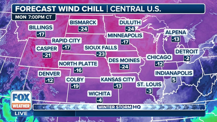 Arctic blast targets central US