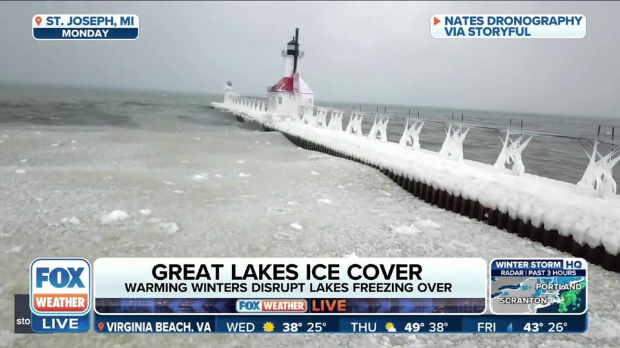 Warm winter disrupts ice production along the Great Lakes