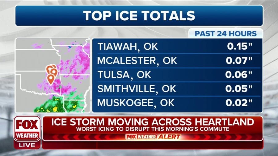 Ice storm moving across America's Heartland leading to treacherous driving conditions