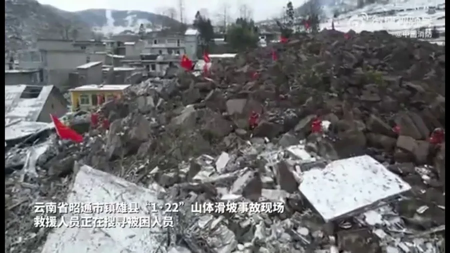 Watch: China landslide buries homes amid bitterly cold temperatures