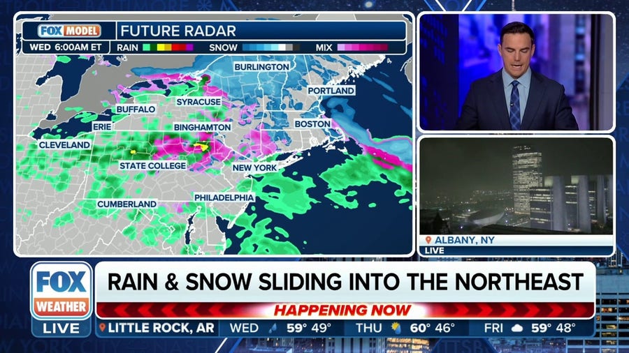 Rain and snow sliding into the Northeast