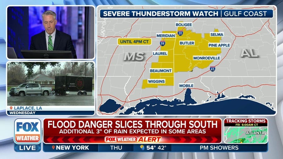 Severe Thunderstorm Watch issued as deadly flooding continues to slide across Southeast