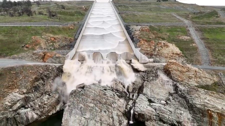 Planned release of water in California from the Orville Dam