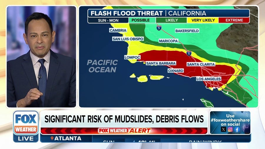 Los Angeles faces rare 'high risk' of flash flooding as atmospheric river takes aim at Southern California