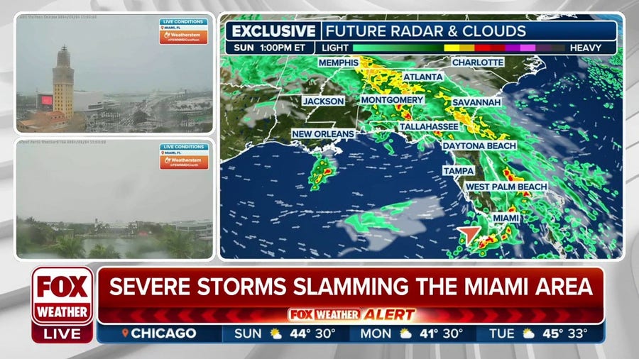 Powerful tornado-warned storm rolls through Miami metro area