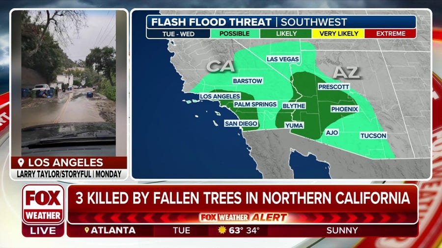 Deadly atmospheric river continues to impact millions in California for third day