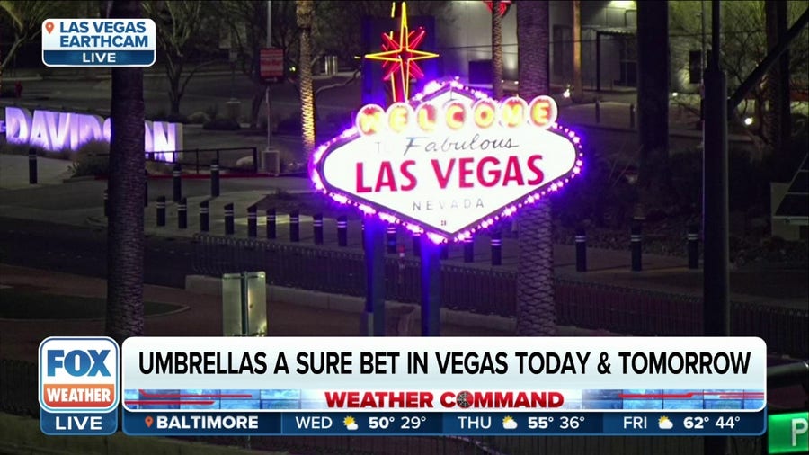 Umbrellas a sure bet in Las Vegas through Thursday ahead of Super Bowl