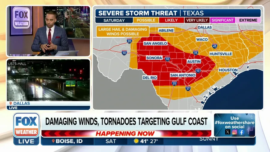 Damaging winds, tornadoes targeting Gulf Coast on Saturday