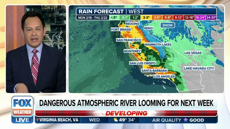 Dangerous atmospheric river looking for West Coast next week