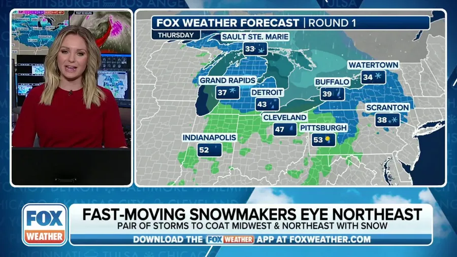 Fast-moving snowmakers eye Great Lakes, Northeast