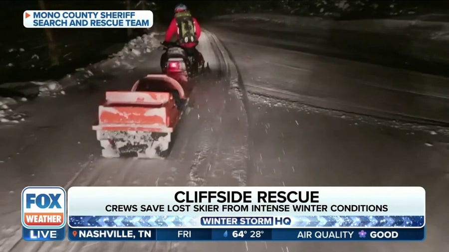 Crews rescue lost skier on snowy California mountain